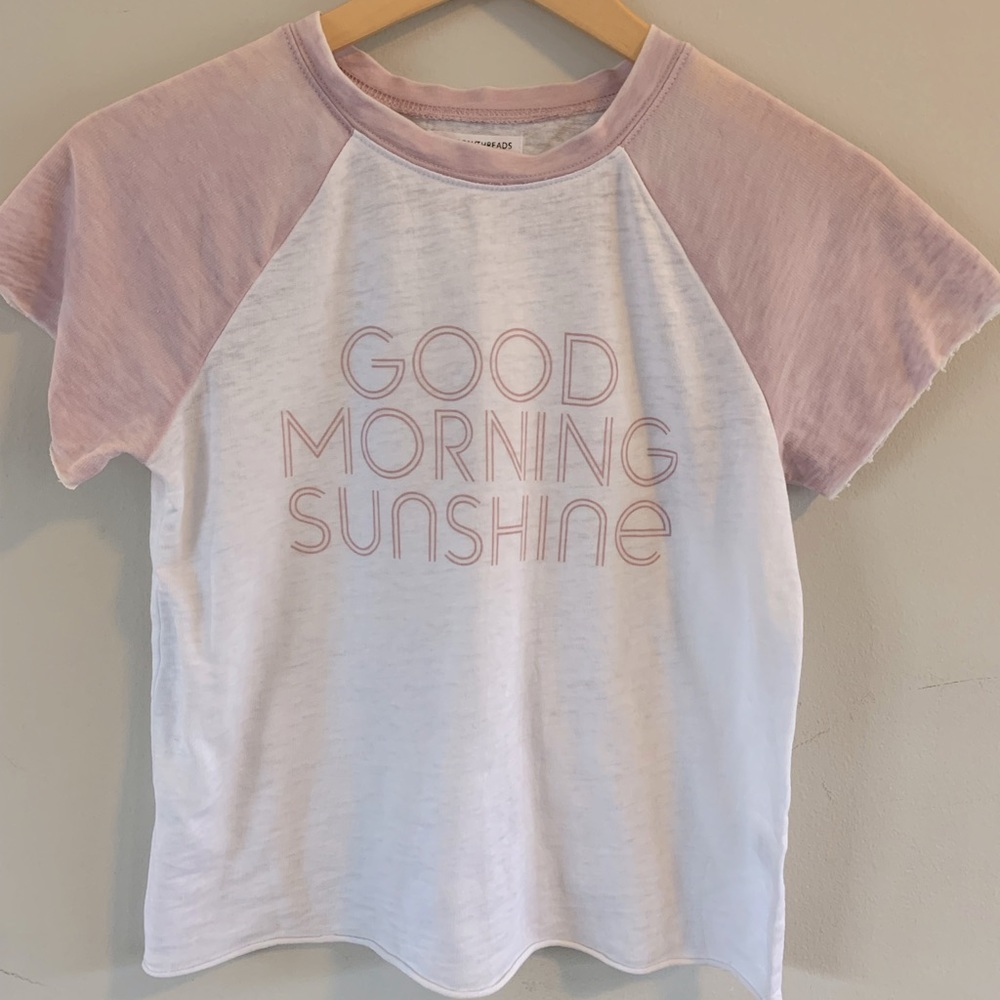 White and pink good morning t-shirt from Target. Size XS.